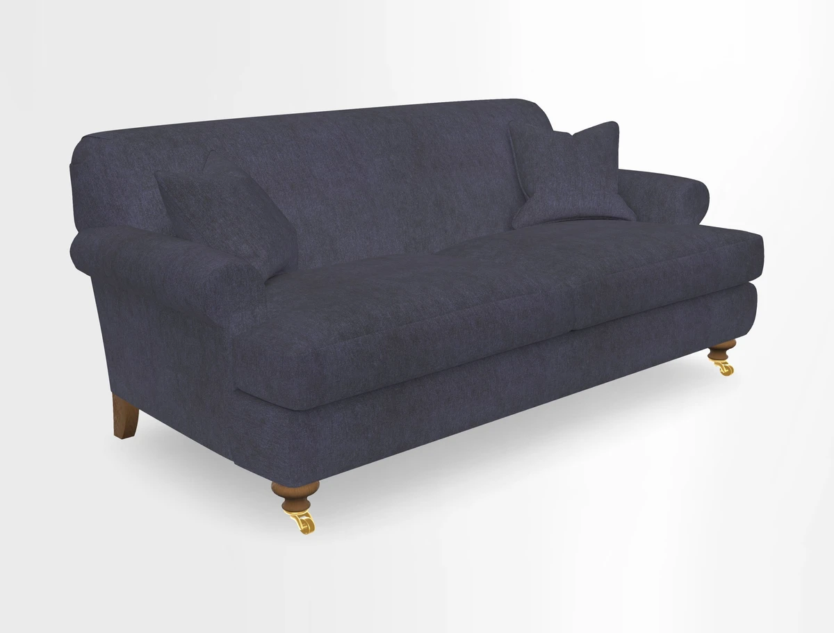 Hampton 3 Seater Sofa in V&A Threads of India Opulent Velvets Regal Poppy Chalk