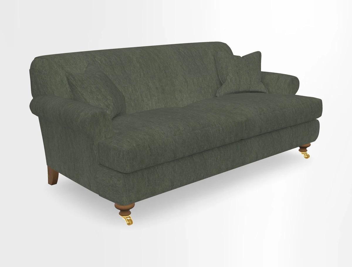 Hampton 3 Seater Sofa in V&A Threads of India Opulent Velvets Regal Poppy Chalk