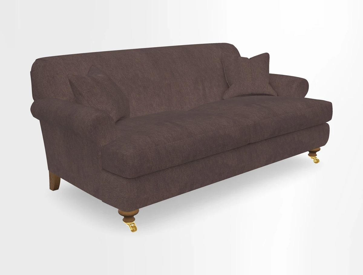 Hampton 3 Seater Sofa in V&A Threads of India Opulent Velvets Regal Poppy Chalk