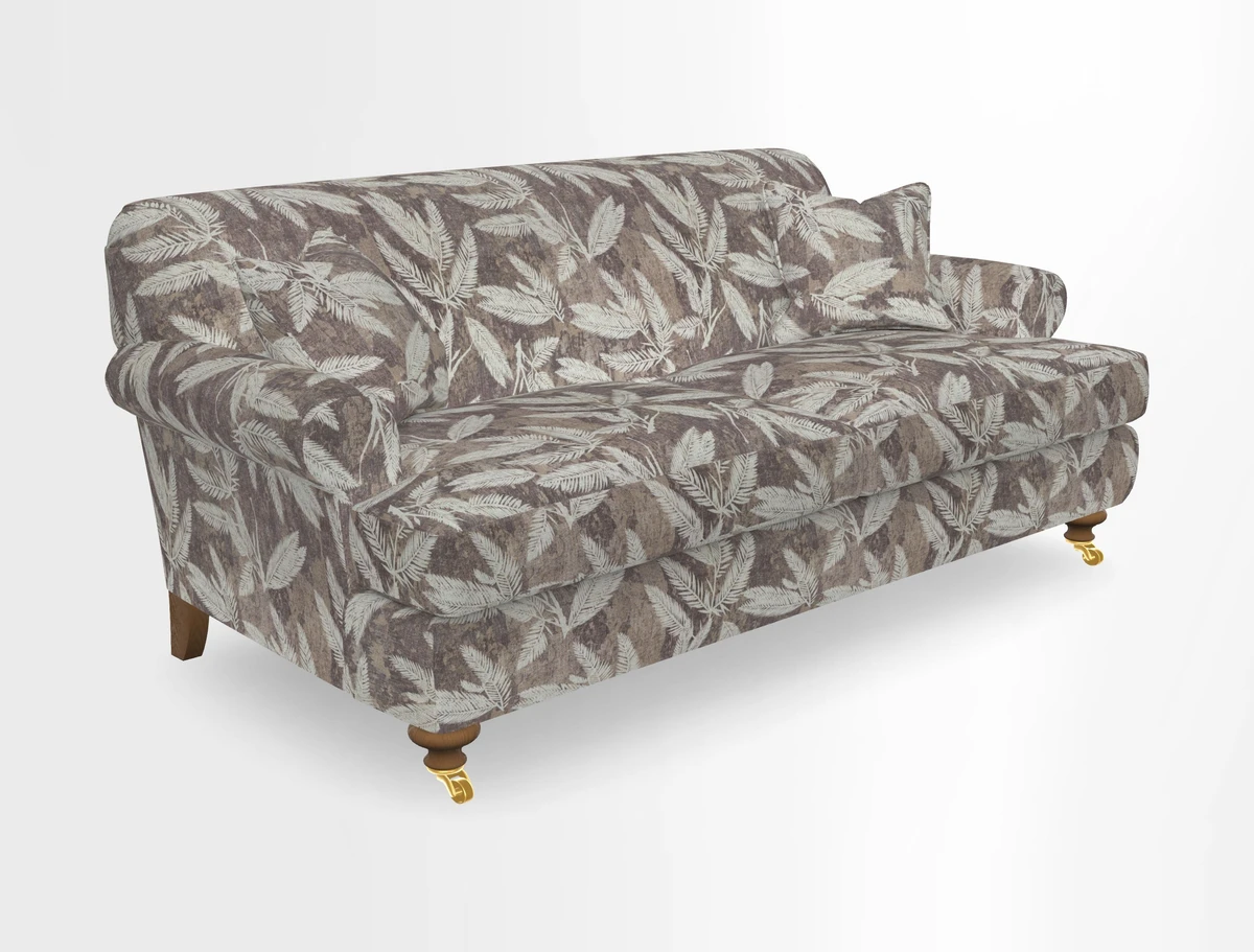 Hampton 3 Seater Sofa in V&A Threads of India Opulent Velvets Regal Poppy Chalk
