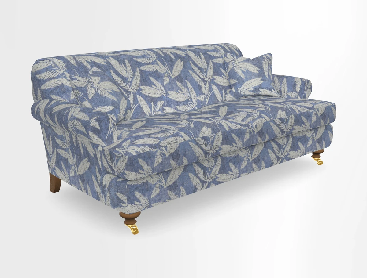 Hampton 3 Seater Sofa in V&A Threads of India Opulent Velvets Regal Poppy Chalk