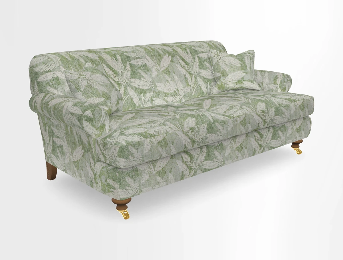 Hampton 3 Seater Sofa in V&A Threads of India Opulent Velvets Regal Poppy Chalk