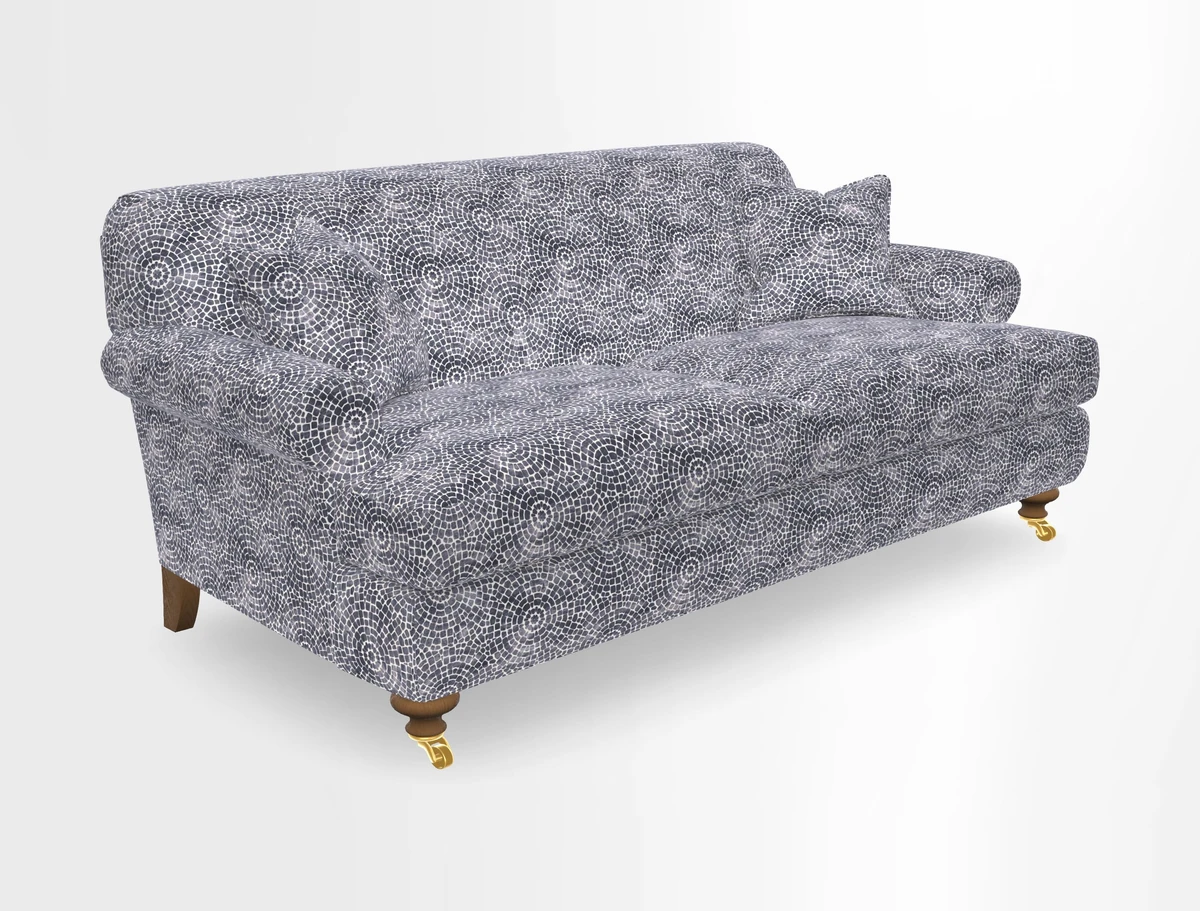 Hampton 3 Seater Sofa in V&A Threads of India Opulent Velvets Regal Poppy Chalk
