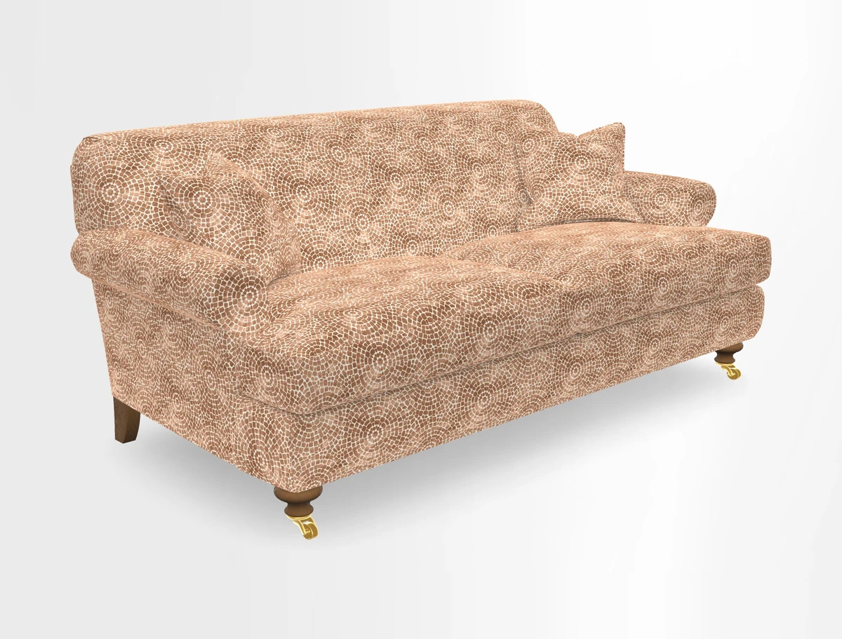 Hampton 3 Seater Sofa in V&A Threads of India Opulent Velvets Regal Poppy Chalk