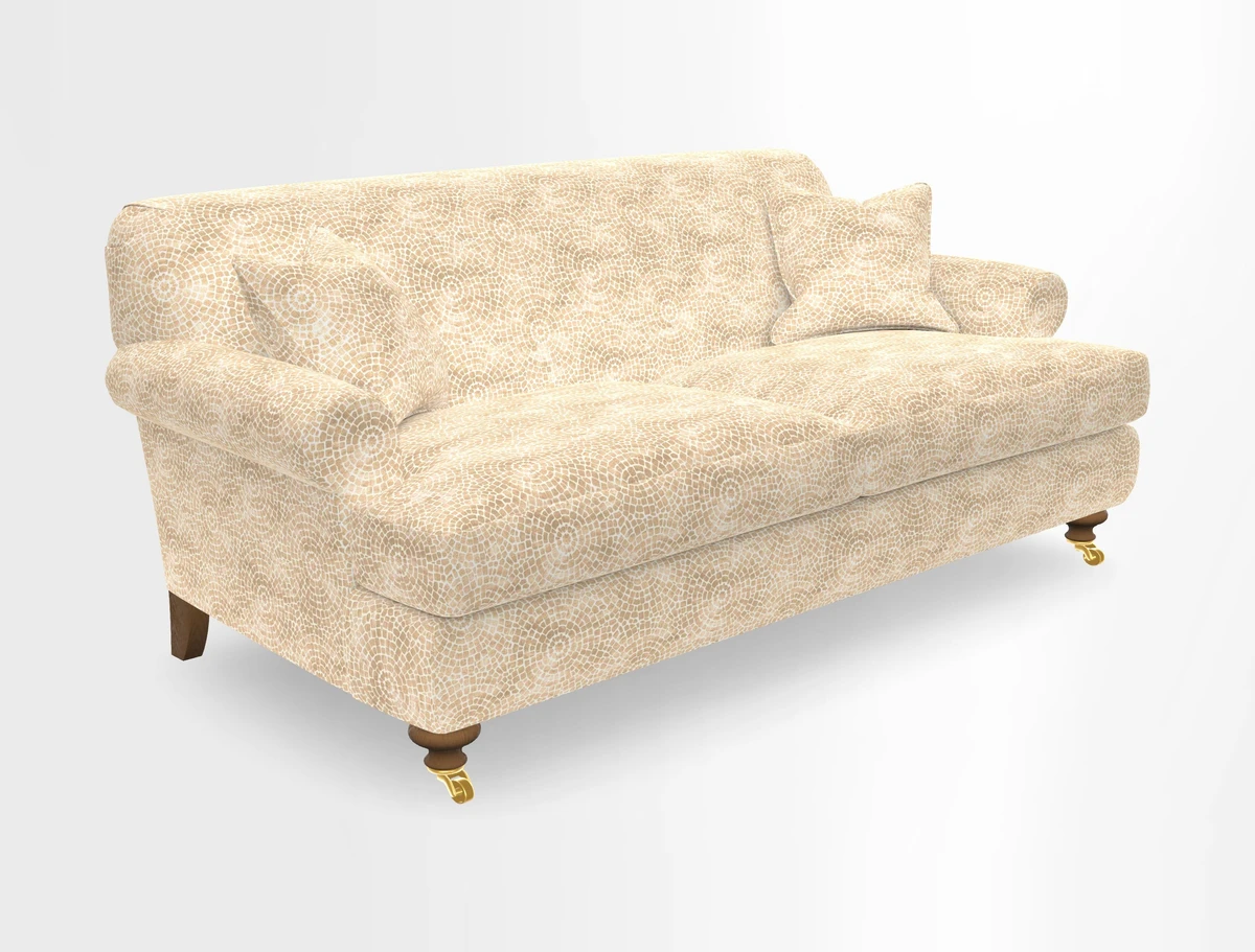 Hampton 3 Seater Sofa in V&A Threads of India Opulent Velvets Regal Poppy Chalk