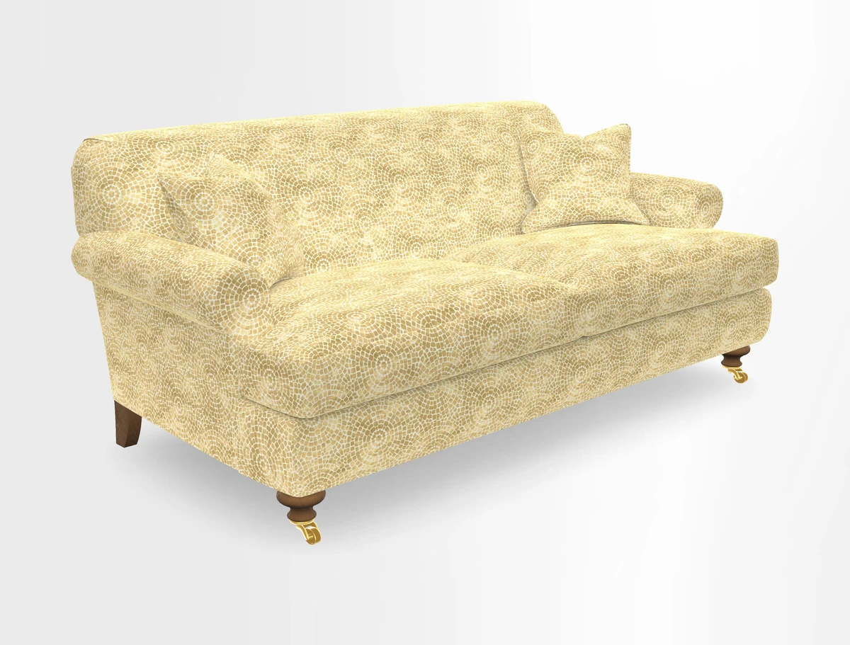 Hampton 3 Seater Sofa in V&A Threads of India Opulent Velvets Regal Poppy Chalk