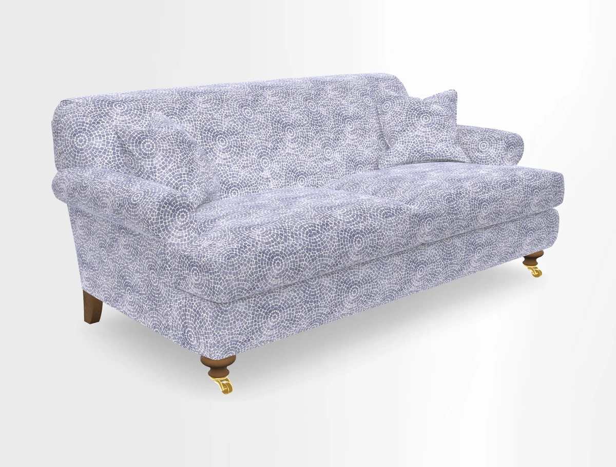 Hampton 3 Seater Sofa in V&A Threads of India Opulent Velvets Regal Poppy Chalk