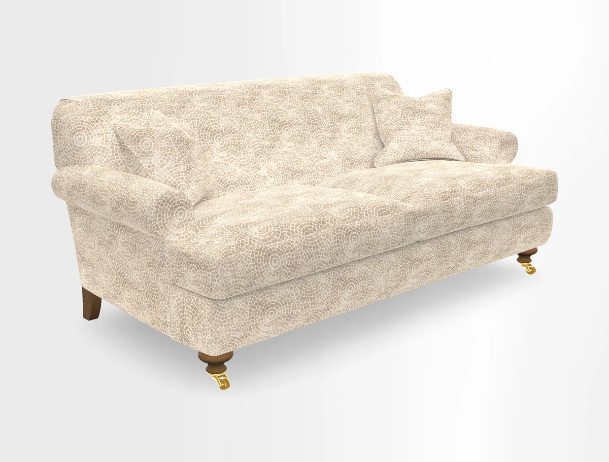 Hampton 3 Seater Sofa in V&A Threads of India Opulent Velvets Regal Poppy Chalk