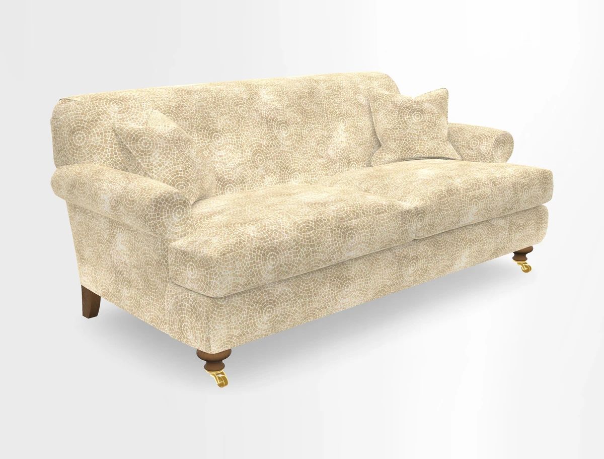 Hampton 3 Seater Sofa in V&A Threads of India Opulent Velvets Regal Poppy Chalk