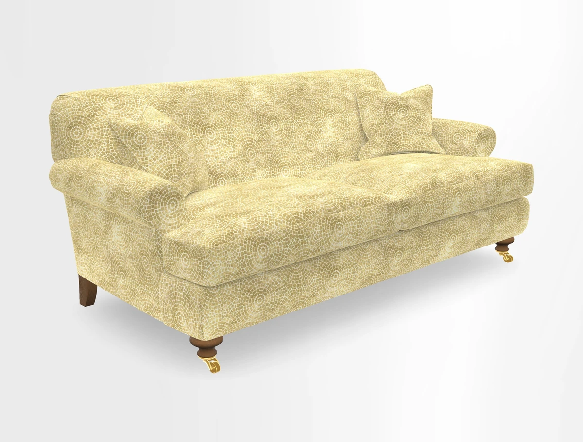Hampton 3 Seater Sofa in V&A Threads of India Opulent Velvets Regal Poppy Chalk