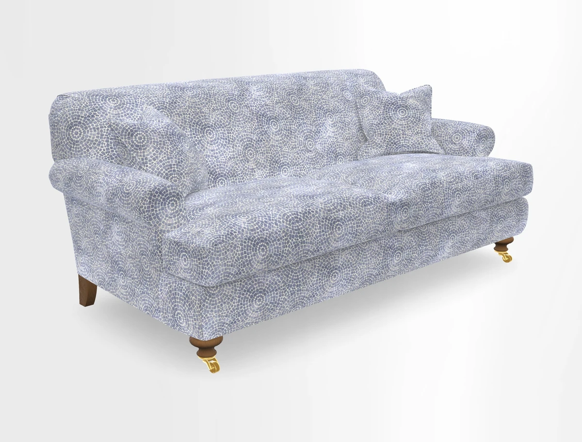 Hampton 3 Seater Sofa in V&A Threads of India Opulent Velvets Regal Poppy Chalk