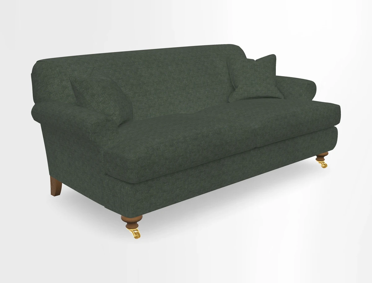Hampton 3 Seater Sofa in V&A Threads of India Opulent Velvets Regal Poppy Chalk