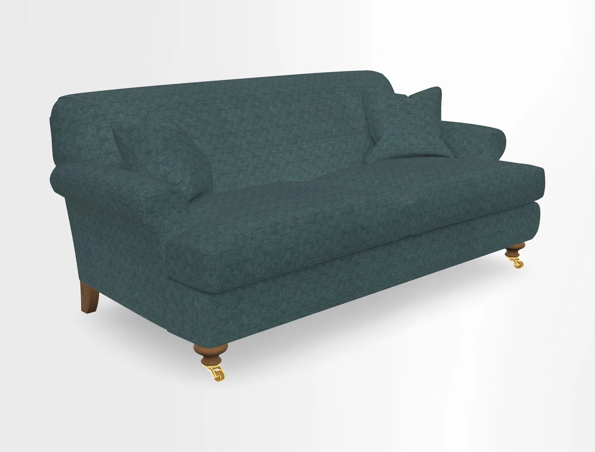 Hampton 3 Seater Sofa in V&A Threads of India Opulent Velvets Regal Poppy Chalk