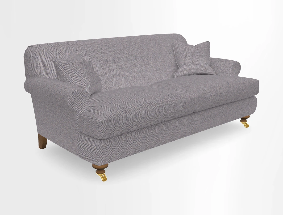 Hampton 3 Seater Sofa in V&A Threads of India Opulent Velvets Regal Poppy Chalk
