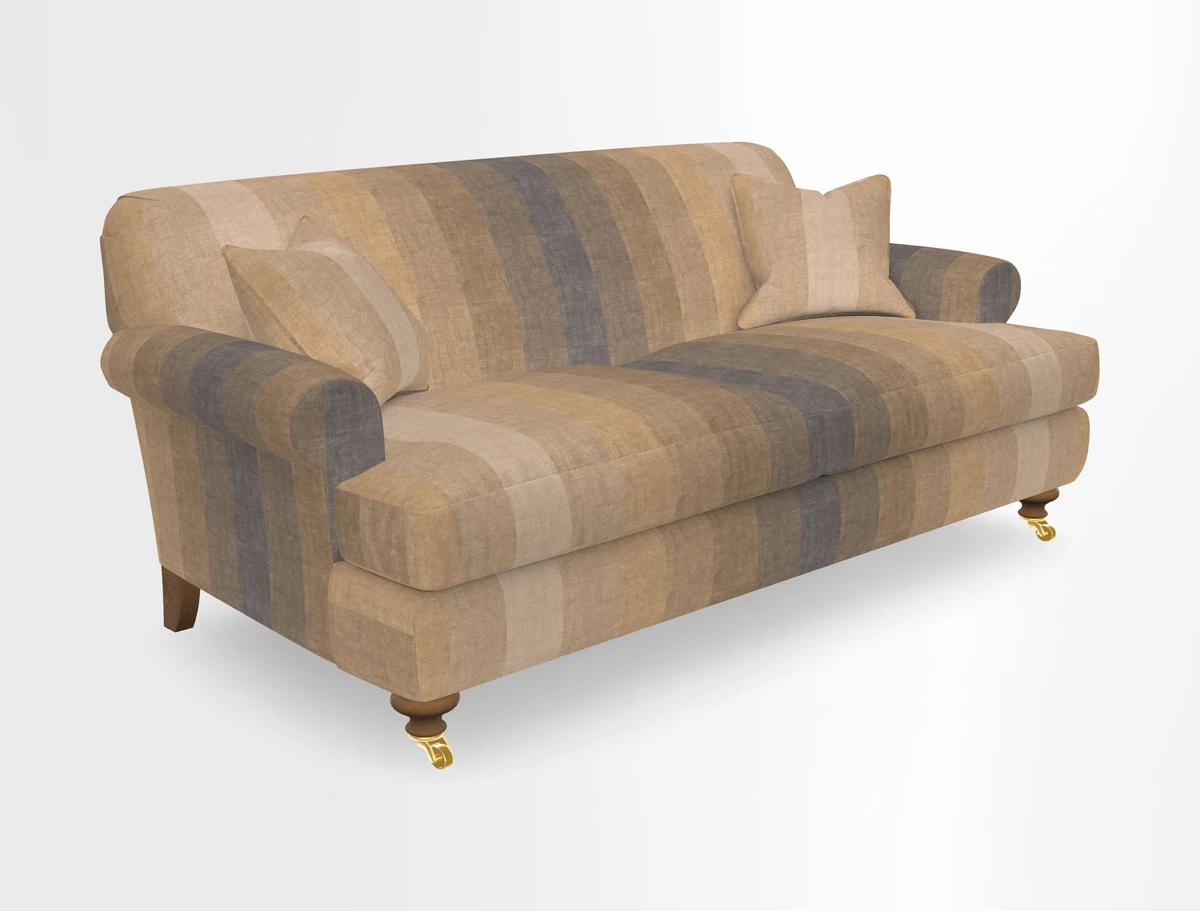 Hampton 3 Seater Sofa in V&A Threads of India Opulent Velvets Regal Poppy Chalk