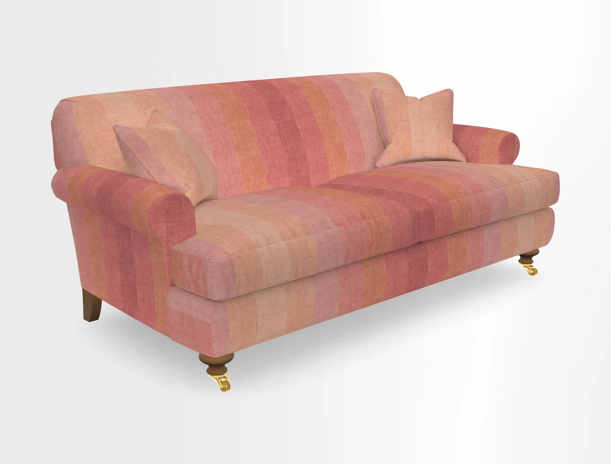 Hampton 3 Seater Sofa in V&A Threads of India Opulent Velvets Regal Poppy Chalk