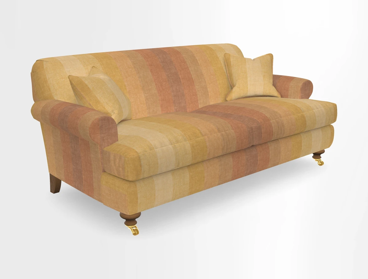 Hampton 3 Seater Sofa in V&A Threads of India Opulent Velvets Regal Poppy Chalk