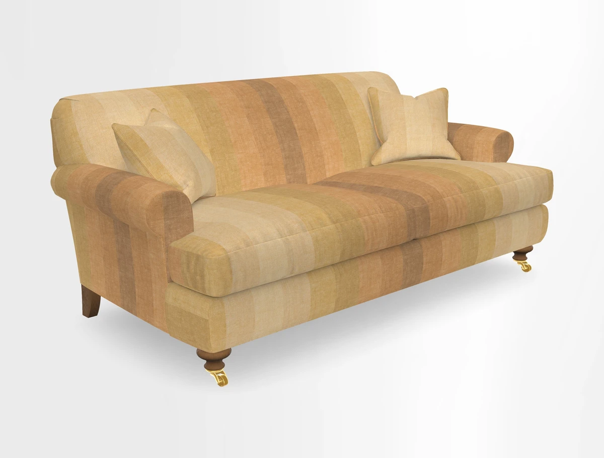 Hampton 3 Seater Sofa in V&A Threads of India Opulent Velvets Regal Poppy Chalk