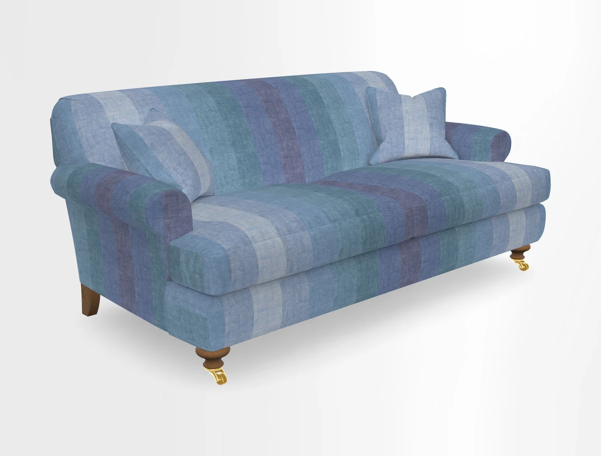 Hampton 3 Seater Sofa in V&A Threads of India Opulent Velvets Regal Poppy Chalk