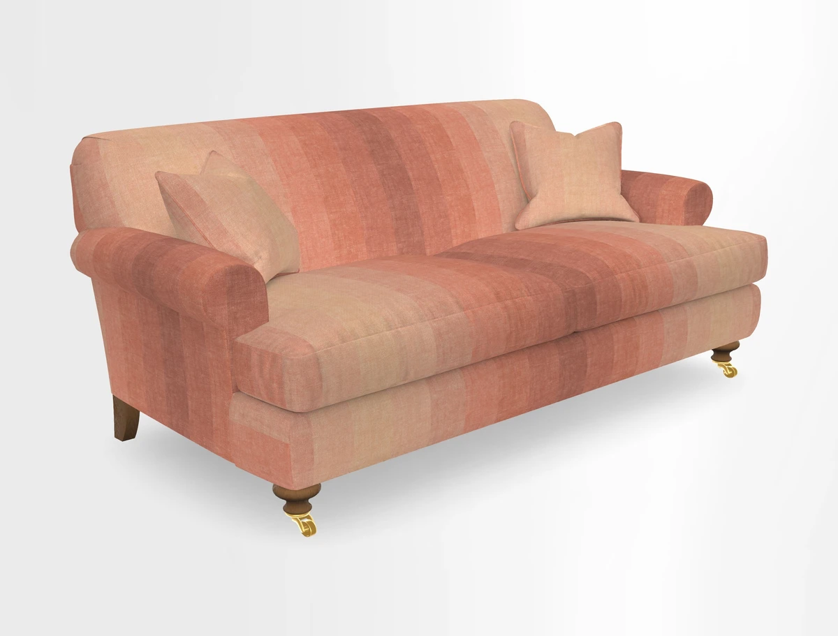 Hampton 3 Seater Sofa in V&A Threads of India Opulent Velvets Regal Poppy Chalk