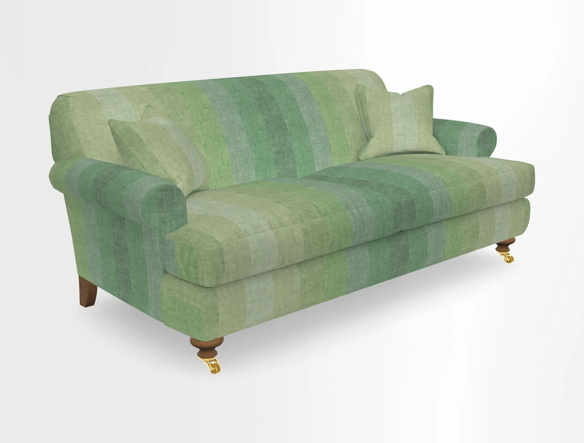 Hampton 3 Seater Sofa in V&A Threads of India Opulent Velvets Regal Poppy Chalk