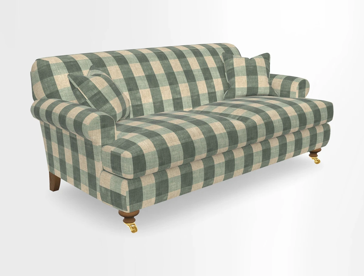 Hampton 3 Seater Sofa in V&A Threads of India Opulent Velvets Regal Poppy Chalk