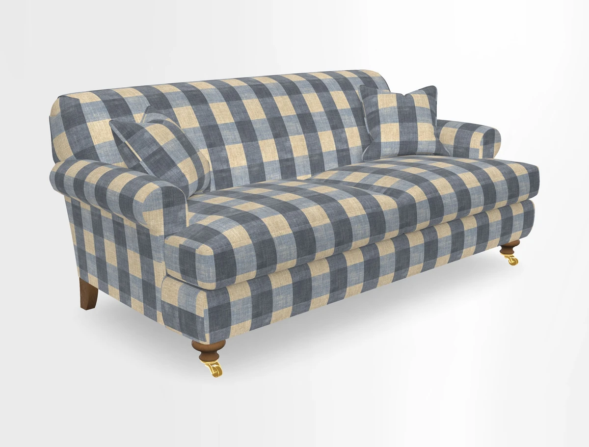 Hampton 3 Seater Sofa in V&A Threads of India Opulent Velvets Regal Poppy Chalk