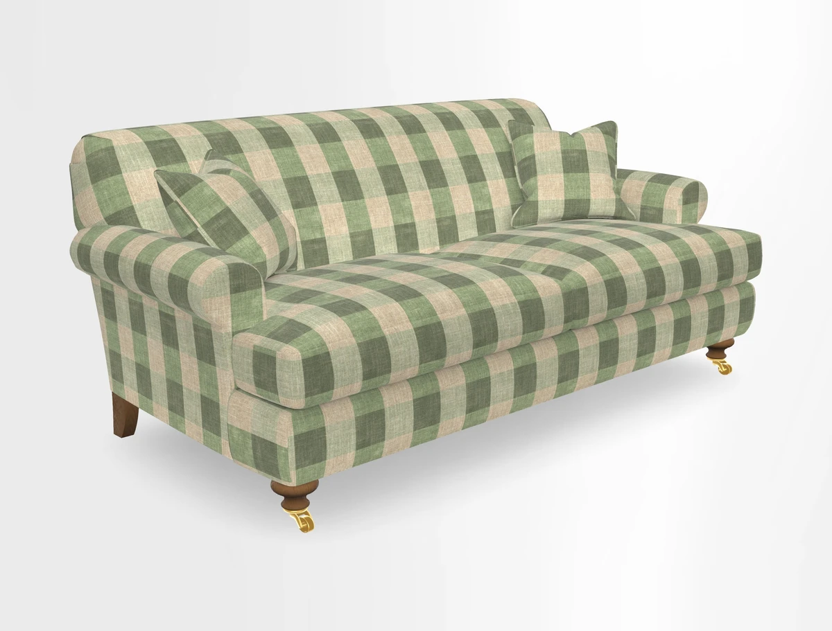 Hampton 3 Seater Sofa in V&A Threads of India Opulent Velvets Regal Poppy Chalk