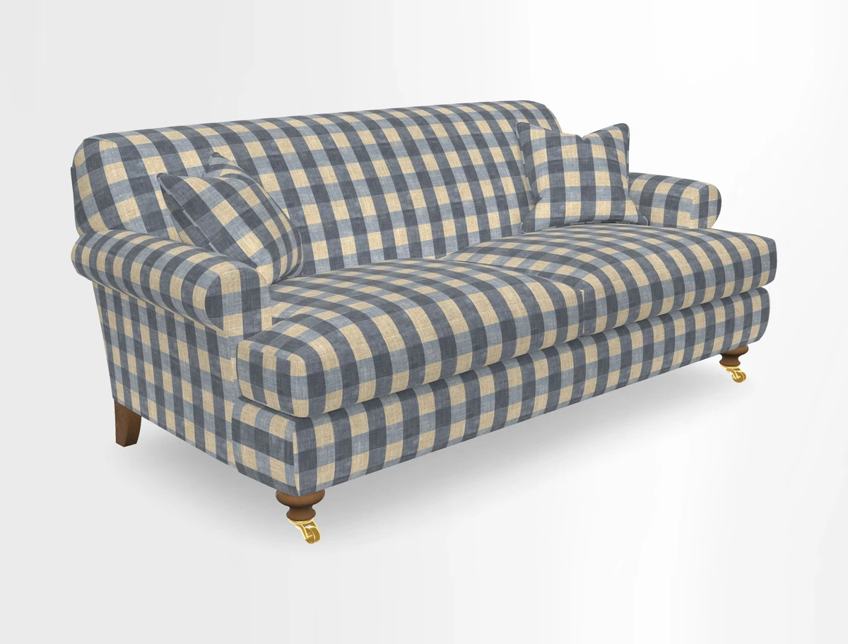 Hampton 3 Seater Sofa in V&A Threads of India Opulent Velvets Regal Poppy Chalk