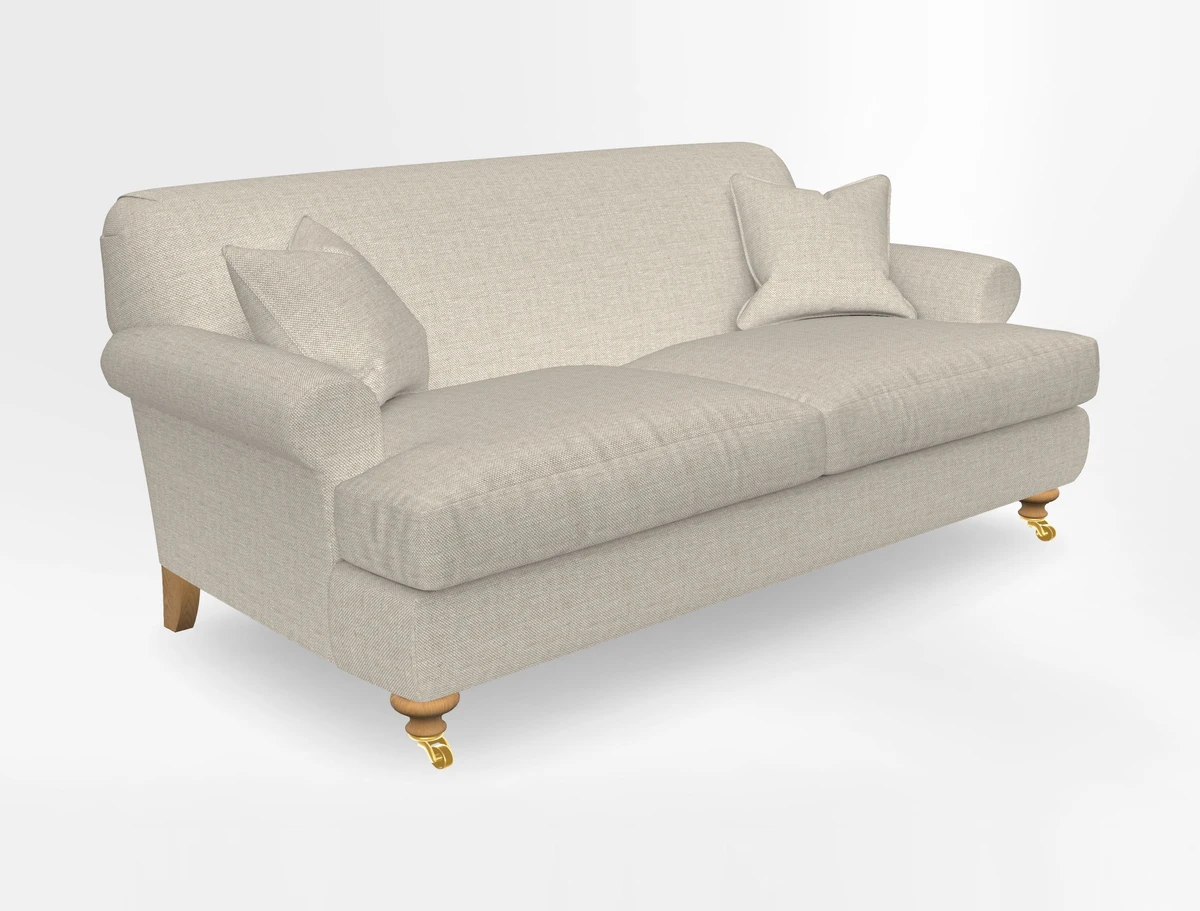 Hampton 3 Seater Sofa in V&A Threads of India Opulent Velvets Regal Poppy Chalk