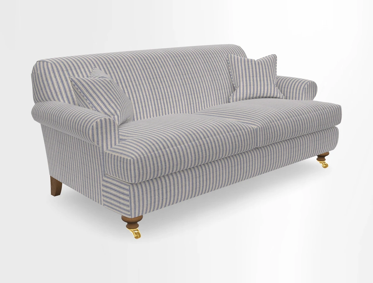 Hampton 3 Seater Sofa in V&A Threads of India Opulent Velvets Regal Poppy Chalk