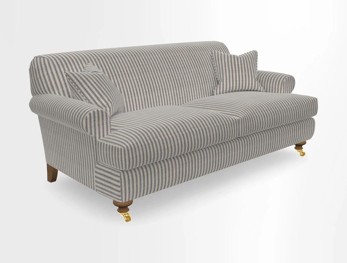 Hampton 3 Seater Sofa in V&A Threads of India Opulent Velvets Regal Poppy Chalk