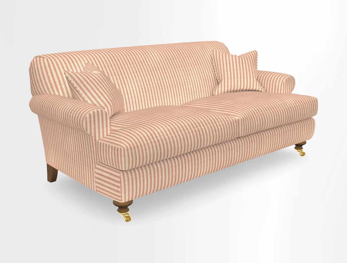 Hampton 3 Seater Sofa in V&A Threads of India Opulent Velvets Regal Poppy Chalk