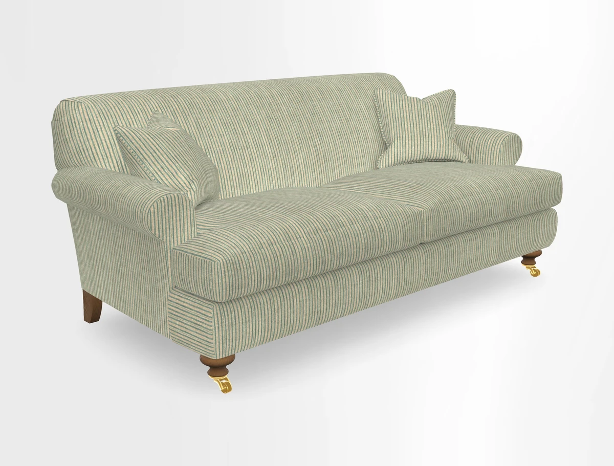 Hampton 3 Seater Sofa in V&A Threads of India Opulent Velvets Regal Poppy Chalk