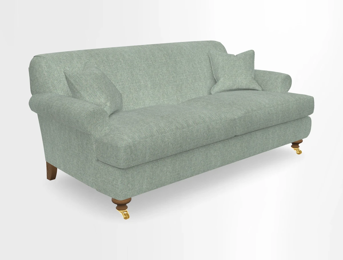 Hampton 3 Seater Sofa in V&A Threads of India Opulent Velvets Regal Poppy Chalk