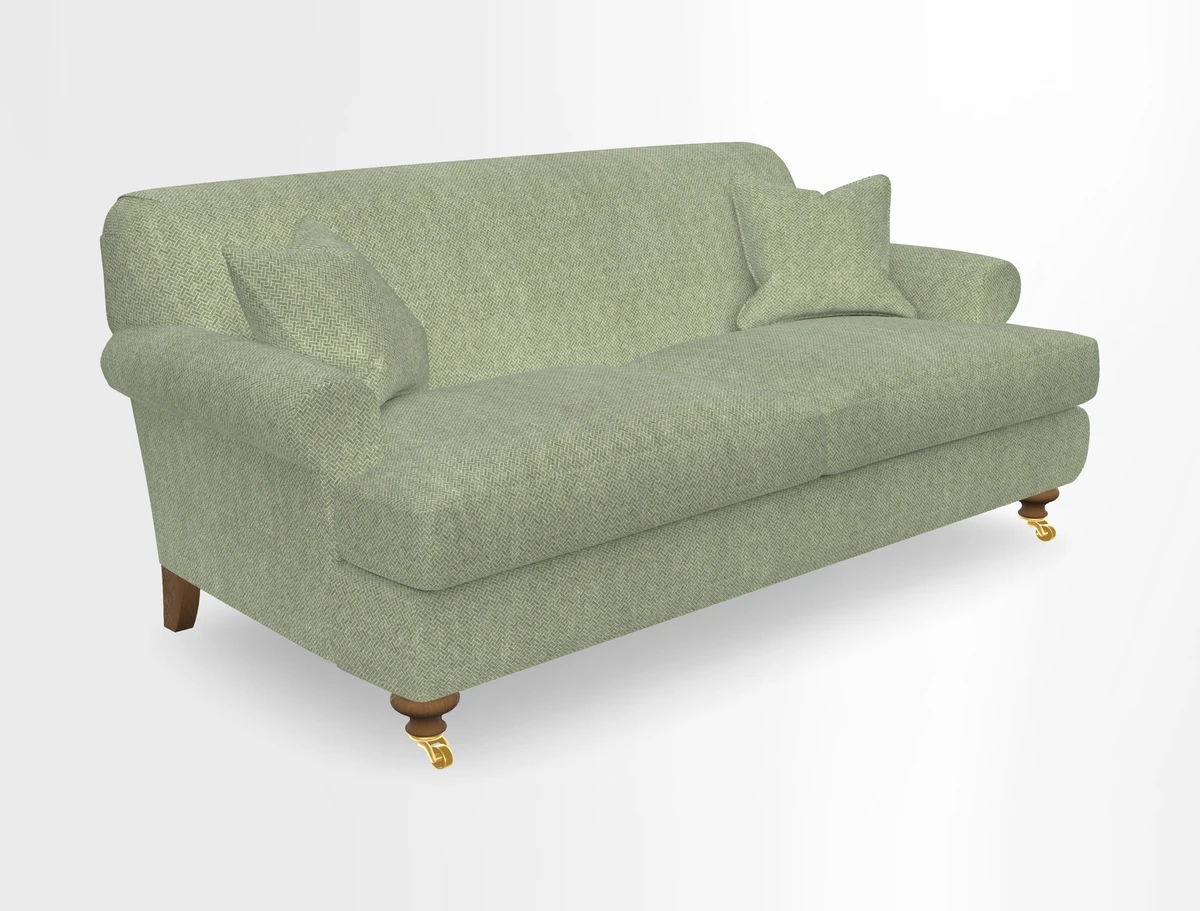 Hampton 3 Seater Sofa in V&A Threads of India Opulent Velvets Regal Poppy Chalk