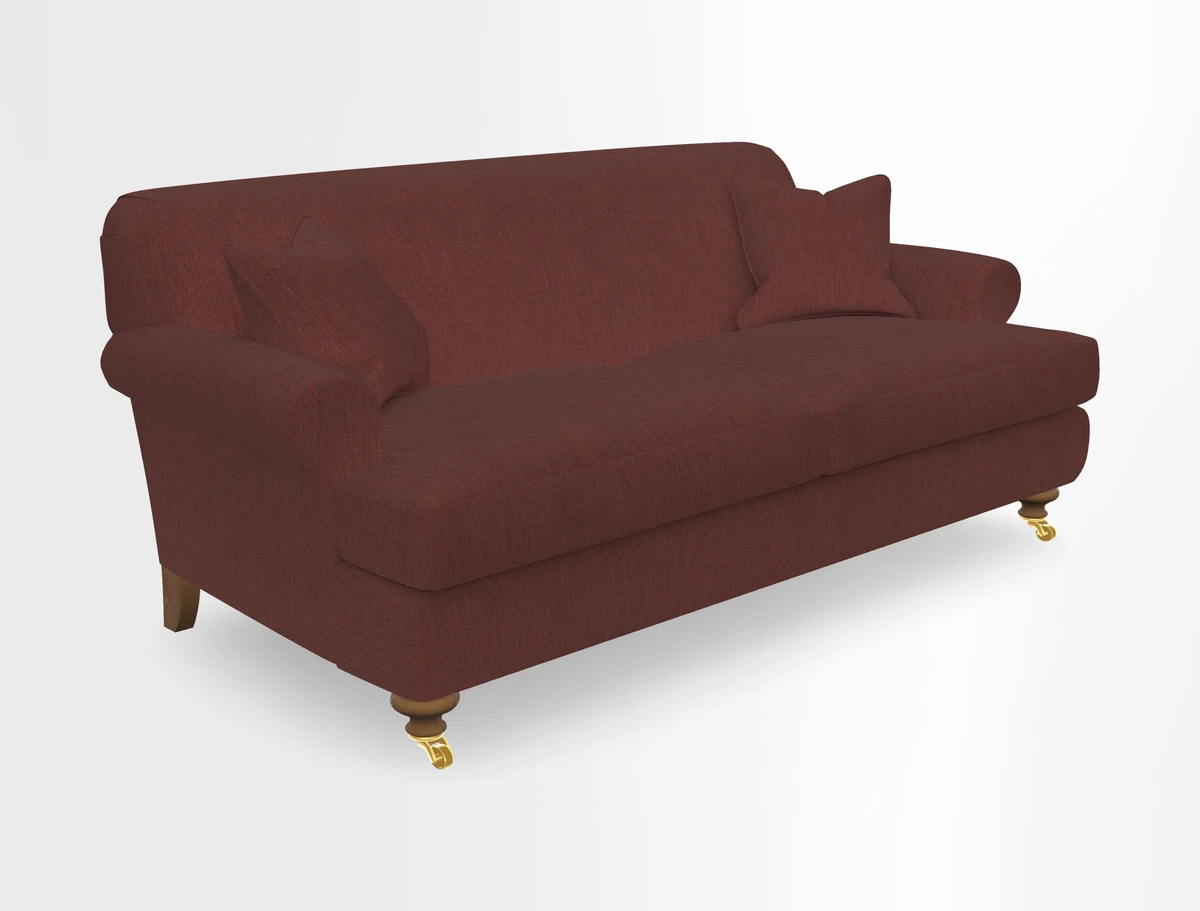 Hampton 3 Seater Sofa in V&A Threads of India Opulent Velvets Regal Poppy Chalk