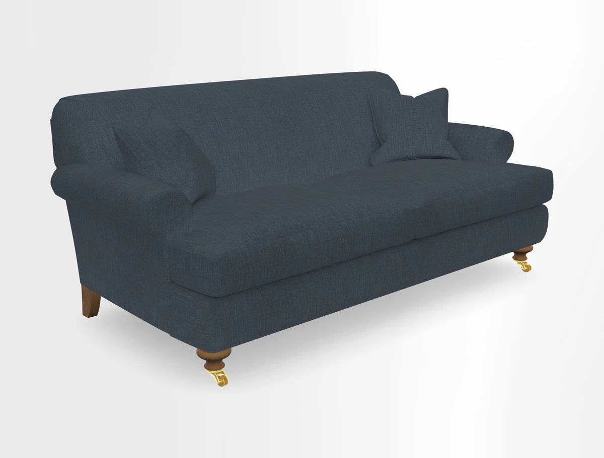 Hampton 3 Seater Sofa in V&A Threads of India Opulent Velvets Regal Poppy Chalk