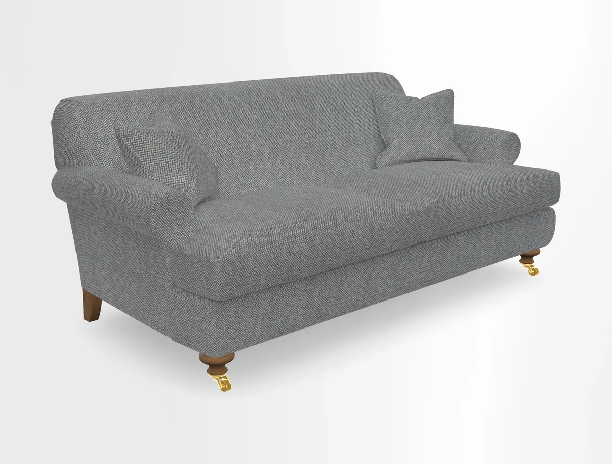 Hampton 3 Seater Sofa in V&A Threads of India Opulent Velvets Regal Poppy Chalk