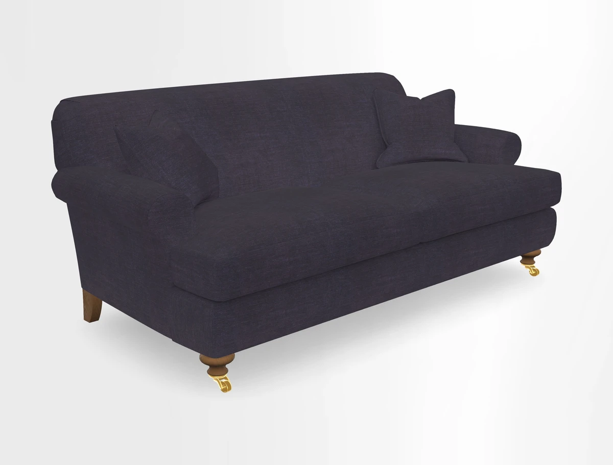 Hampton 3 Seater Sofa in V&A Threads of India Opulent Velvets Regal Poppy Chalk