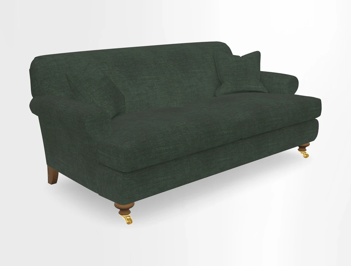 Hampton 3 Seater Sofa in V&A Threads of India Opulent Velvets Regal Poppy Chalk