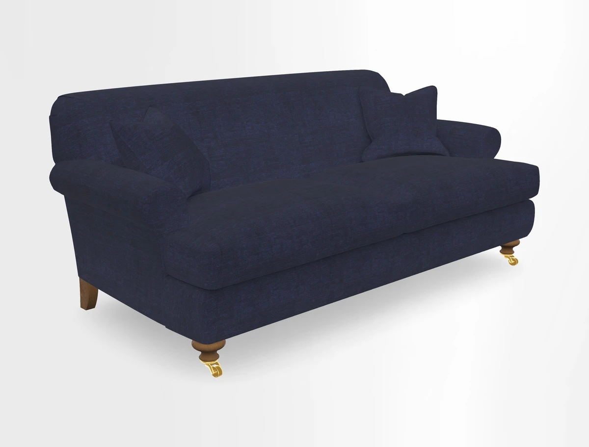 Hampton 3 Seater Sofa in V&A Threads of India Opulent Velvets Regal Poppy Chalk