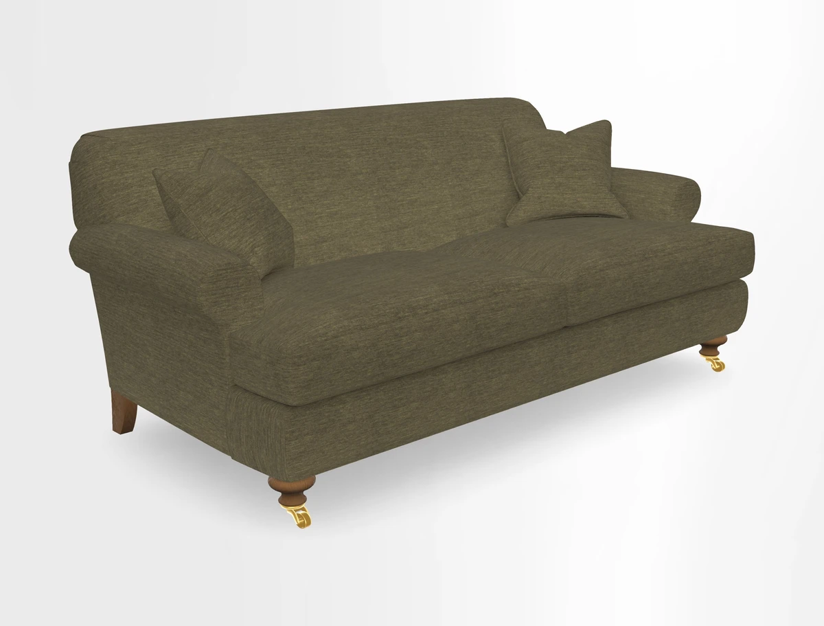 Hampton 3 Seater Sofa in V&A Threads of India Opulent Velvets Regal Poppy Chalk