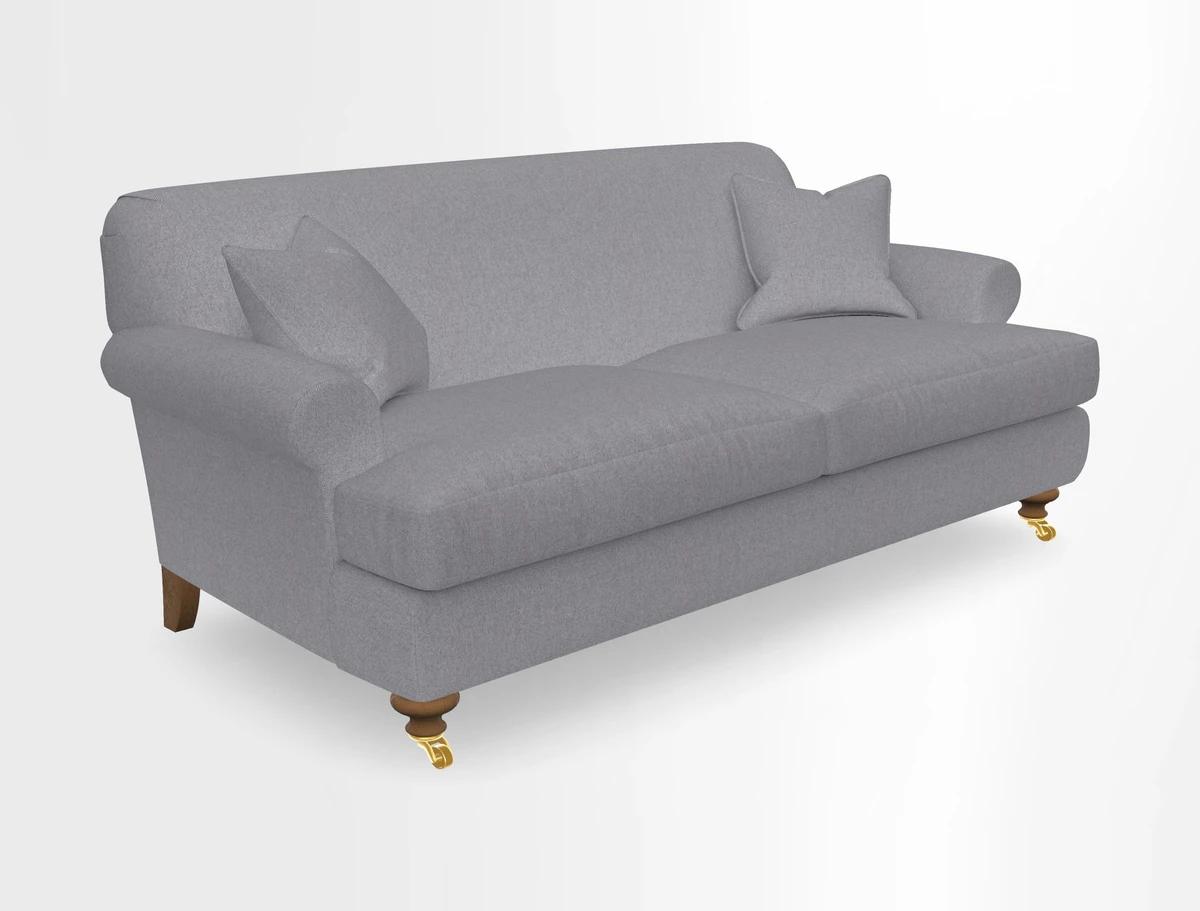 Hampton 3 Seater Sofa in V&A Threads of India Opulent Velvets Regal Poppy Chalk