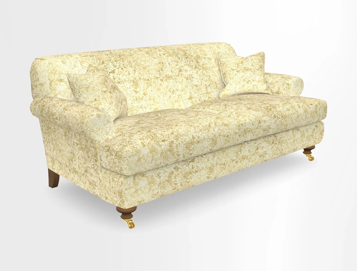 Hampton 3 Seater Sofa in V&A Threads of India Opulent Velvets Regal Poppy Chalk