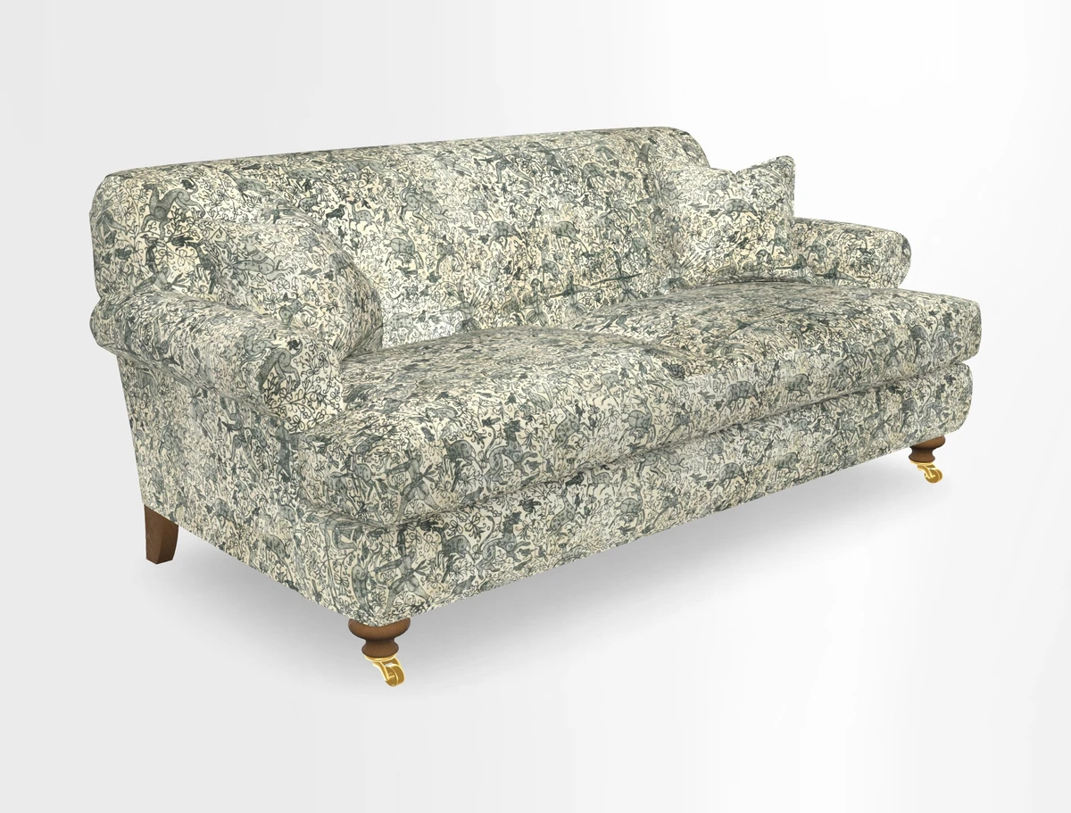 Hampton 3 Seater Sofa in V&A Threads of India Opulent Velvets Regal Poppy Chalk