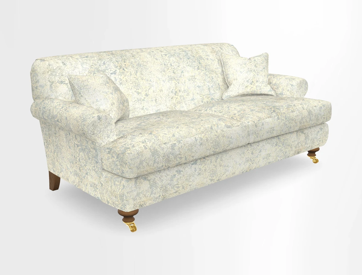 Hampton 3 Seater Sofa in V&A Threads of India Opulent Velvets Regal Poppy Chalk