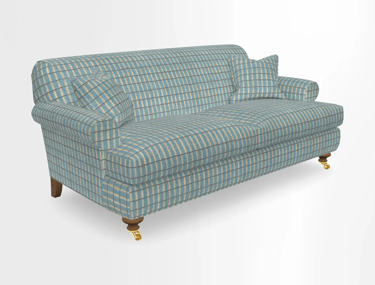 Hampton 3 Seater Sofa in V&A Threads of India Opulent Velvets Regal Poppy Chalk