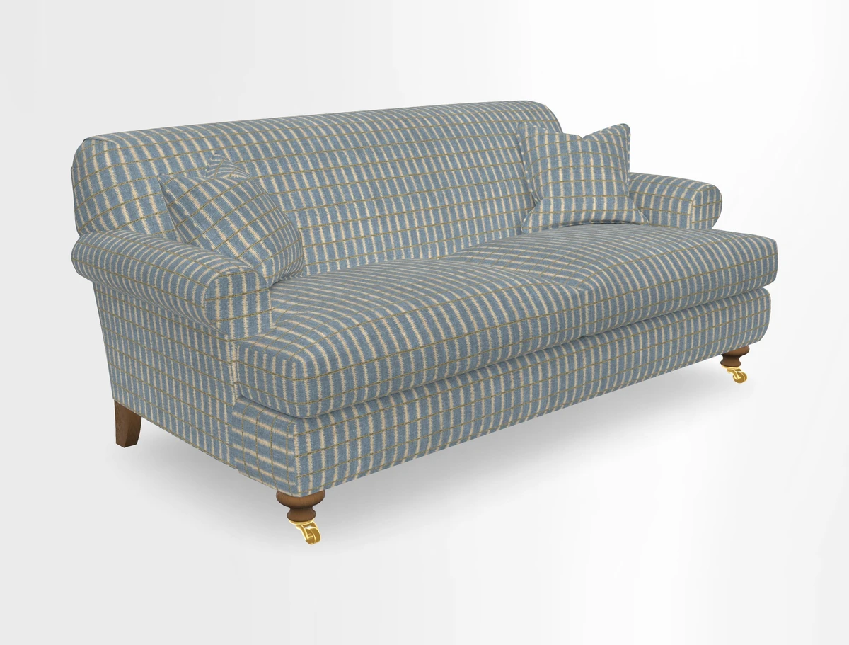 Hampton 3 Seater Sofa in V&A Threads of India Opulent Velvets Regal Poppy Chalk