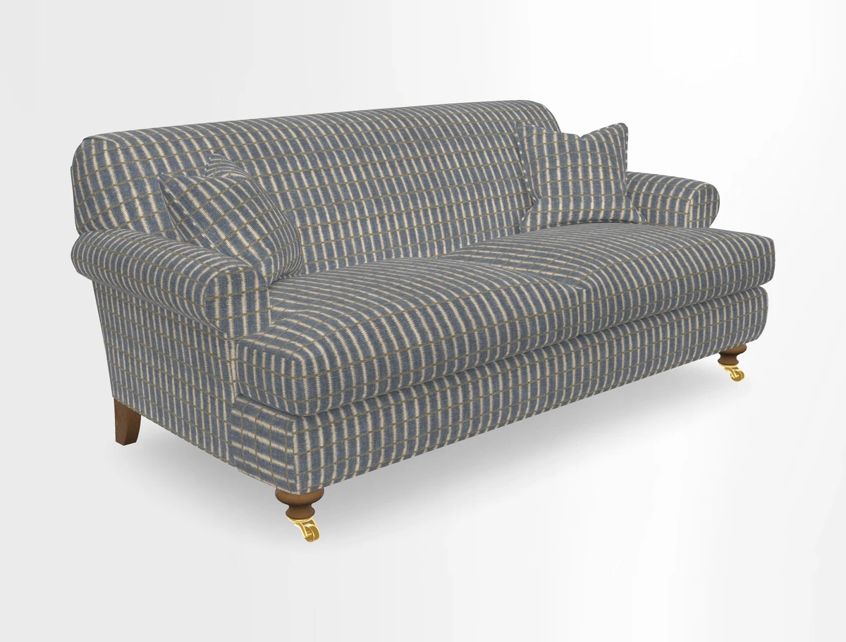 Hampton 3 Seater Sofa in V&A Threads of India Opulent Velvets Regal Poppy Chalk